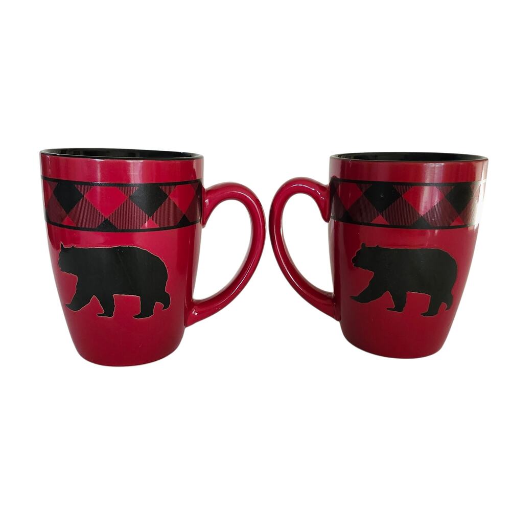 Red & Black Stoneware Mugs by White River Pro Bass Shops 16 oz Rustic Woodsy - Picture 6 of 9